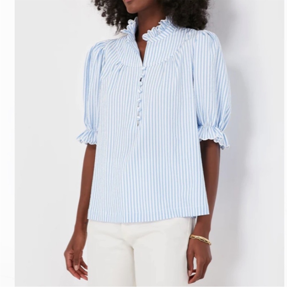 Tuckernuck Blue and White Striped Blouse